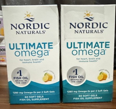 Lot of Two (2) Nordic Naturals ULTIMATE OMEGA Softgels 1280mg Lemon Exp: 11/2028