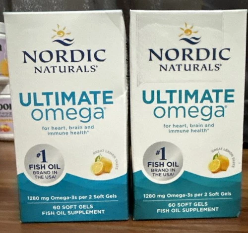 Lot of Two (2) Nordic Naturals ULTIMATE OMEGA Softgels 1280mg Lemon Exp: 11/2028