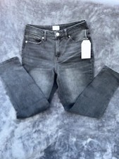 Time and Tru Jeans 4 Womens Straight Leg High Rise Stretch Dark Wash Black NEW