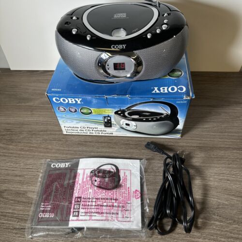 Vintage Coby Silver Black Mini Boombox CD Player Radio Portable CXCD230