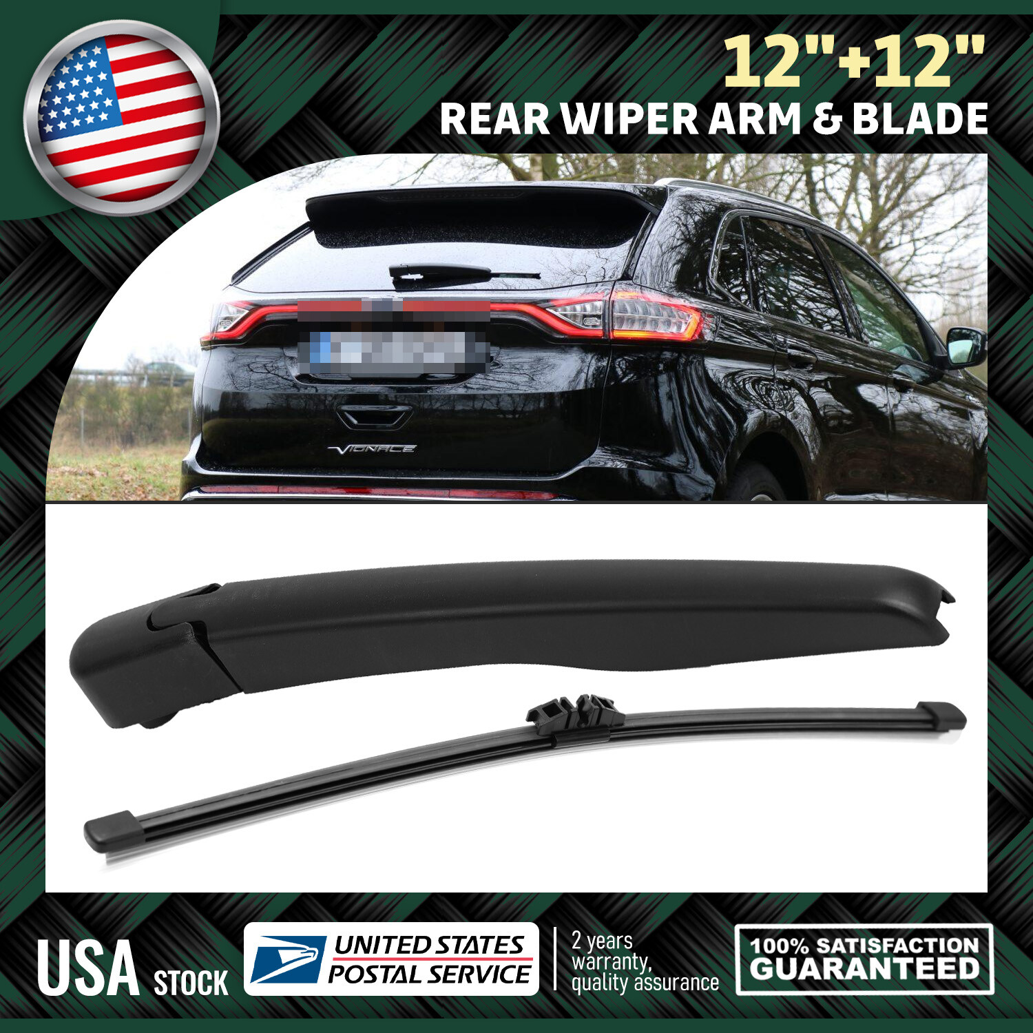 OEM Quality Bracketless Windshield Wiper Blades&Arm For FORD EDGE 2015-2019 Rear