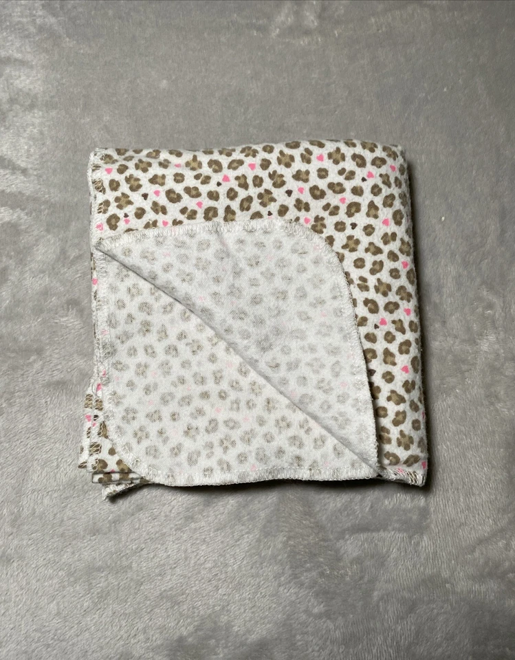 Carters Child of Mine Leopard Cheetah Baby Blanket Heart Flannel Receiving Lovey - Image 2 of 4