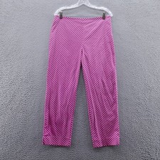 Talbots Womens Heritage Straight Ankle Dress Pants 10 Pink White Geometric Print