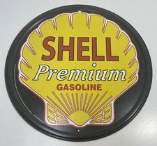 Shell Premium Gasoline 11-1/2" Round Metal Sign