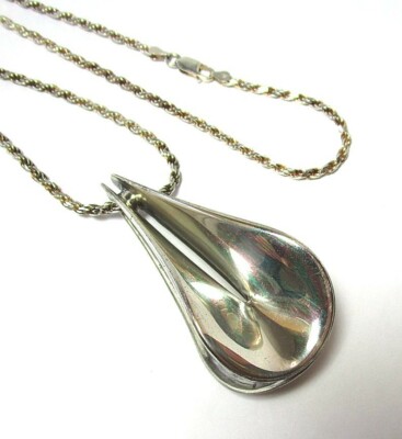 Modernist Studio Silber Anhänger an Sterling Kette 59,5 Gramm / pendant 3''
