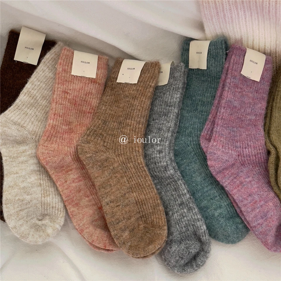 5Pack Wool Crew Knit Cozy Design Thick Casual Classic Color Warm Women Socks 5-9 - Image 2 of 4