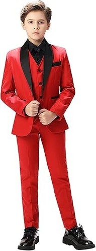 Boy's Suits Shawl Lapek Formal Wear Set Evening Party Wedding Groom Three Pieces - Picture 3 of 27