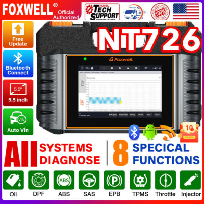 Foxwell NT726 OBD2 Full System Scanner Car Diagnostic Tool ABS Bleeding TPMS SAS