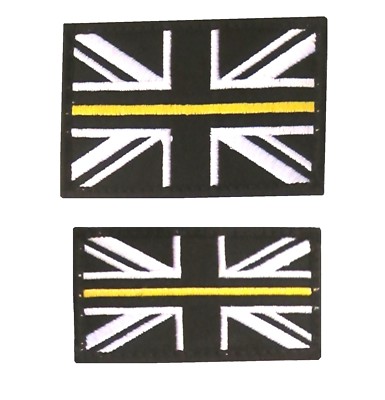 Dünne gelbe Linie HM Küstenwache bestickt Abzeichen Patch Union Jack Flagge SET
