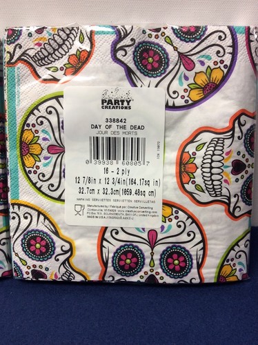 Day of the Dead Skulls Halloween Luncheon Napkins Lot of 2 (32 Napkins) (S) - Picture 4 of 8