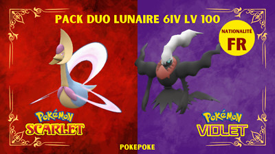 Pack Duo Lunaire 6IV LV100 + Master Ball Pour Pokémon Écarlate/Violet FR - Neuf Sous Scellé