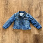LEVI'S  Denim Jean Jacket  Kids  Girls Size 24 M  CUTE , RUFFLES 3 TINY HEARTS — photo 1