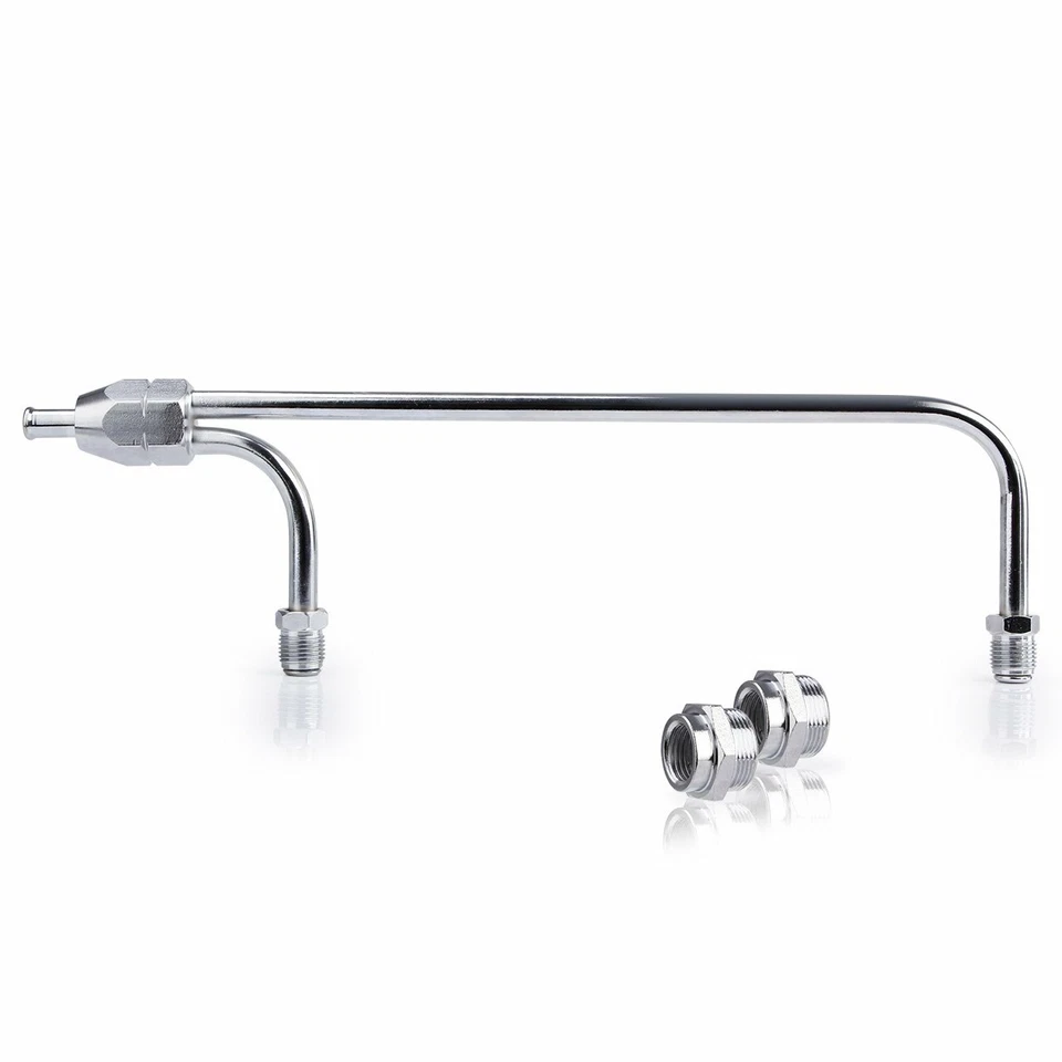 Línea de combustible cromada de doble entrada para carburador secundario de vacío para Holley se adapta a manguera de 3/8 Foto 4 de 4