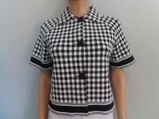 Christian Dior Navy/White Checked/Back Logo Cropped Short Slv Jacket F 34/US 2