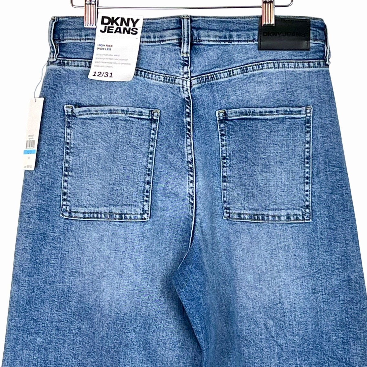 パンツ DKNY wide straight denim pants archive DKNY Women's Basic Essential Wide Leg Straight Jeans, Light