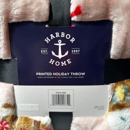 Pink Gingerbread House Plush Soft Throw Blanket Oversized NWT Holiday Candy Cane - Picture 4 of 14
