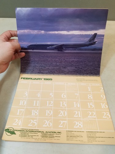 Vintage 1985 Evergreen International Aviation Calendar, Helicopters, Airliners - Picture 4 of 12