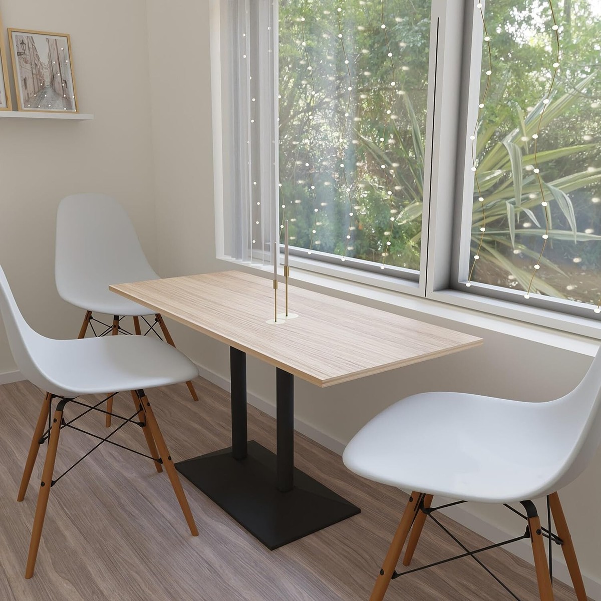 MADRID | Bistro Doppel Tischgestell | Schwarz/Edelstahl | Höhe: 72 Cm Saule 6 X 6 Cm Bodenplatte 40 X 70 Cm 150023