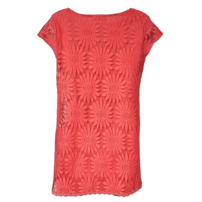Socialite large Flowers lace mini dress A-line Coral pink M/S | eBay