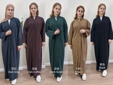 Arab Ethnic Style Fashion Abaya Solid Color Loose Casual Cardigan Dress Robe