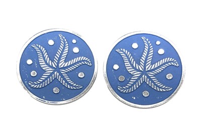 West Germany Starfish ELOXAL Earrings Mid Century Aluminum Blue Enamel Beachy