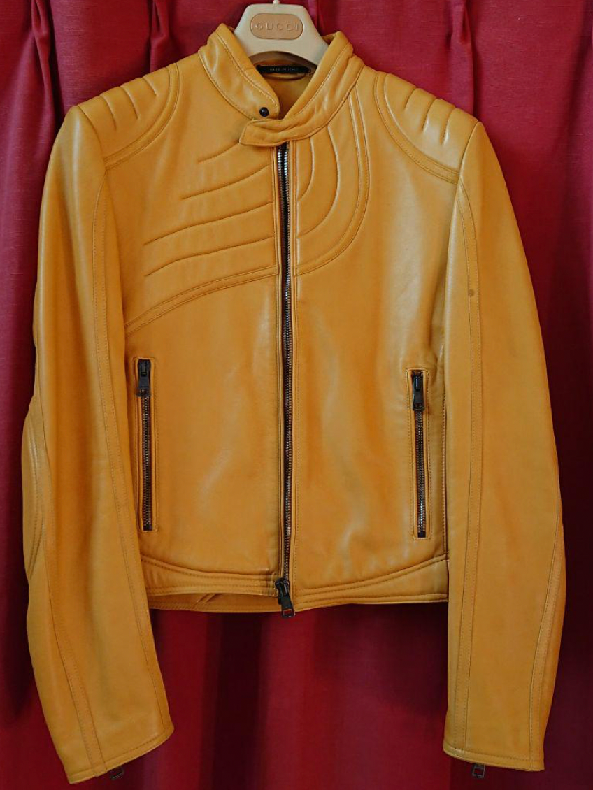 GUCCI パンチングレザー シングルライダース 48 GUCCI Leather Riders Jacket 48 Yellow Men's From Japan | eBay