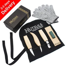 HUTSULS Wood Carving Knives Set Tools Spoon Kit Whittling Carpenter Gifts