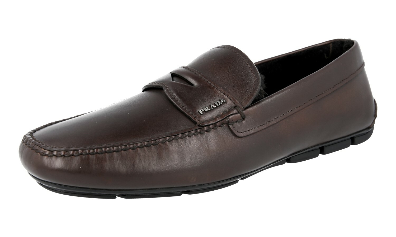 Prada Men's 2DD011 EPU F0003 Brown Leather Business Shoes US 11 / EU 10 (44)