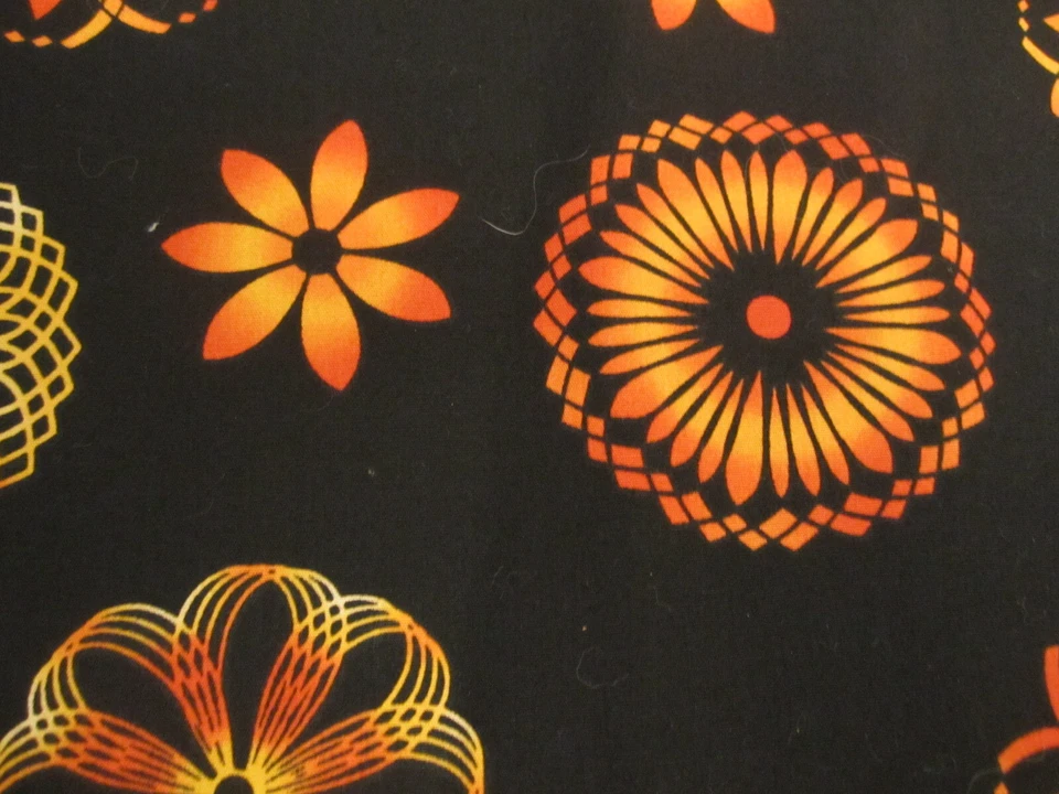 Cotton Fabric A new twist Orange Yellow Circles on Black by Hoffman 1yd 7" x  44 - Image 4 of 4