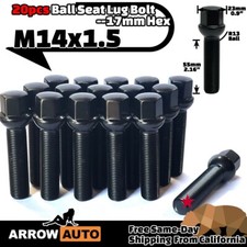 20x Black 14x1.5 Lug Bolt 55mm Fit Mercedes Amg Model Stockrim W 8-12mmspacer
