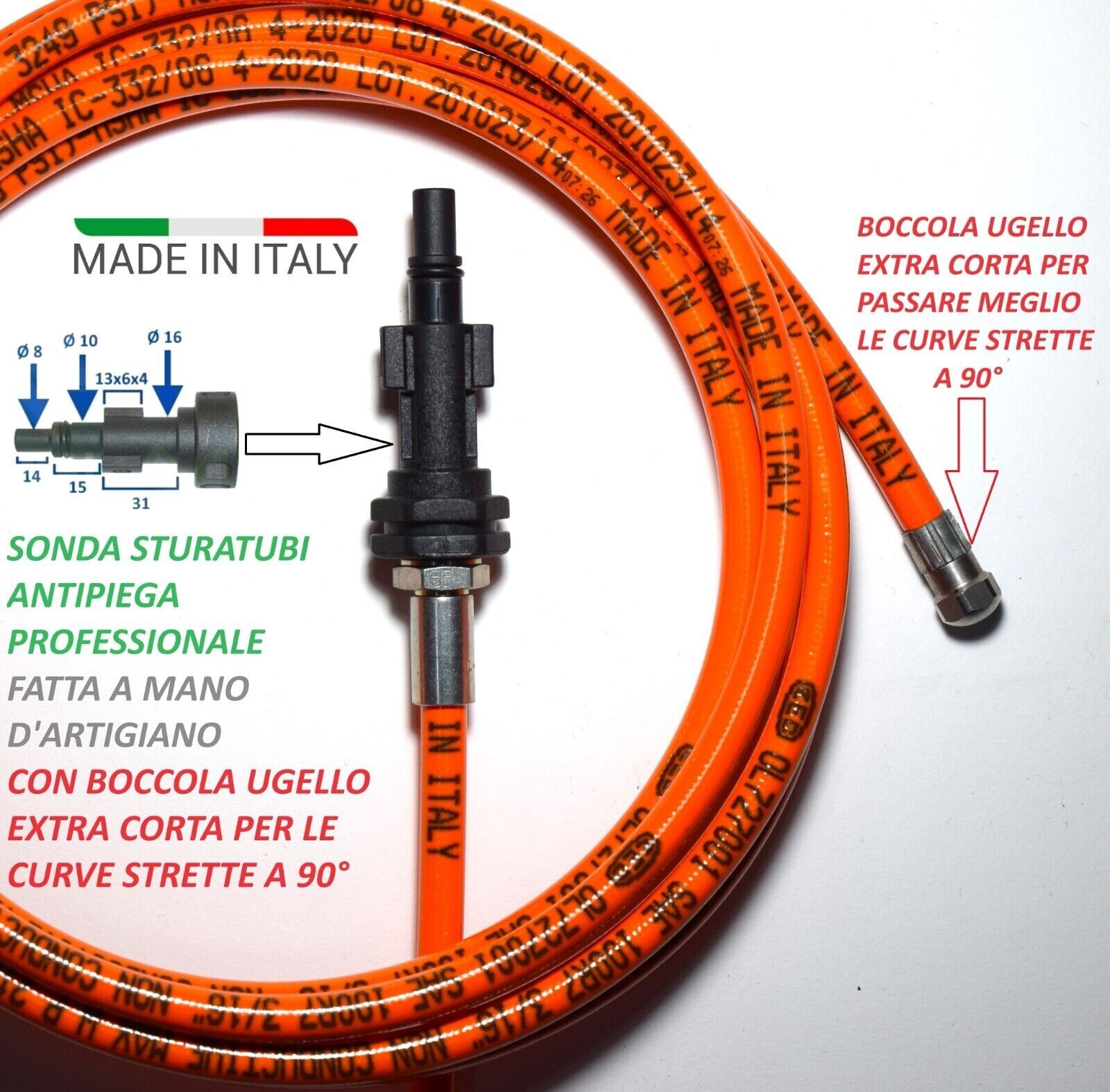 Sonda Spurga Tubi 25 Metri per Idropulitrice Black Decker/Annovi - No Stop
