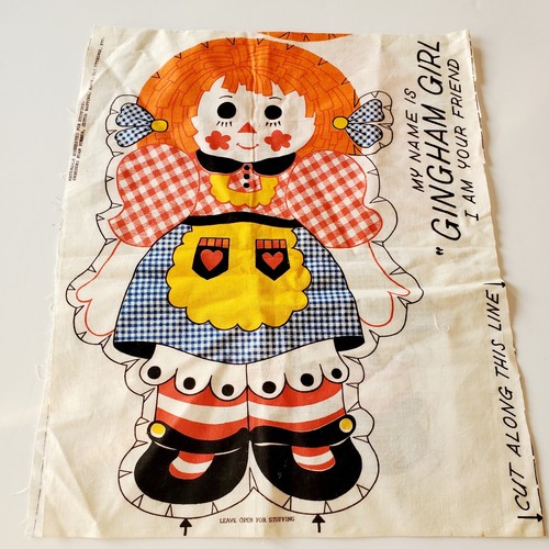 Vintage Gingham Girl Cut & Sew Fabric Panel Rag Doll eBay
