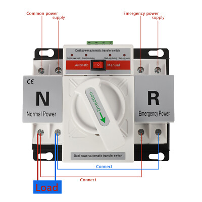 2P 63A Dual Power Automatic Transfer Switch 110V AC-33iB CB Level Toggle