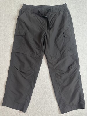 Eddie Bauer Convertible Cargo Pant L Navy Belted Hiking Trail Performance
