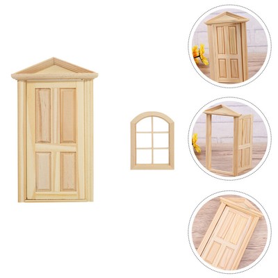 2 Pcs Puppen Möbel Gnome Fenster Und Tür Puppe Dekoration