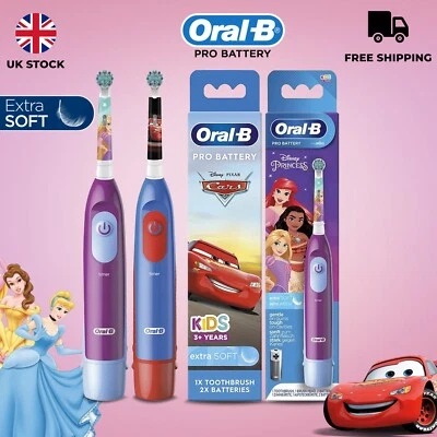 Oral-B Pro Battery Powered Kids Electric Toothbrush with Disney Cars or Princess