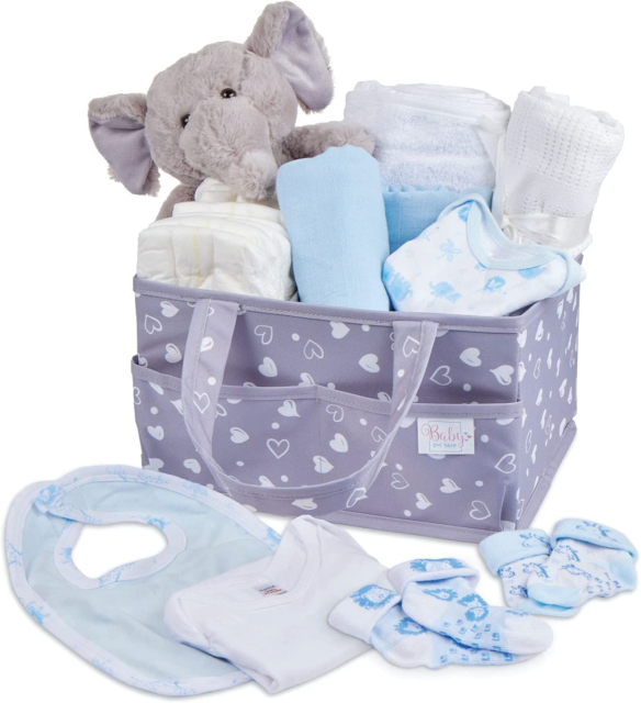 Newborn Baby Gifts Nappy Caddy Set � Washable Multi-Functional Blue Caddy Bag to