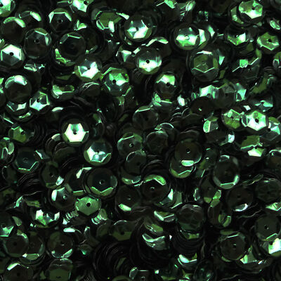 10mm Cup Sequins Dark Forest Pine Green Shiny Metallic Made in USA