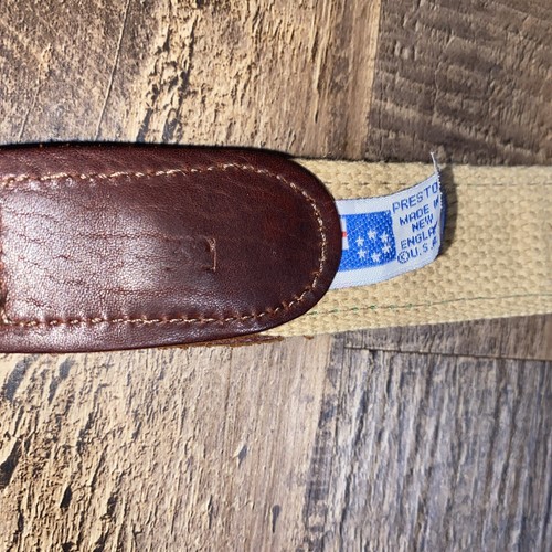 Preston Green Belt Lab Dog Cotton Leather Tab Made in New England USA 32 - Picture 4 of 4