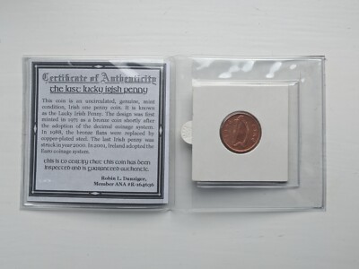 Lucky Irish Penny UNC COA - Geschichte & Münzhalter Album enthalten - 1996