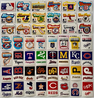 1977 Fleer Grand Slam Hi-Gloss Stickers Baseball Team Logo White Back Lot of 50