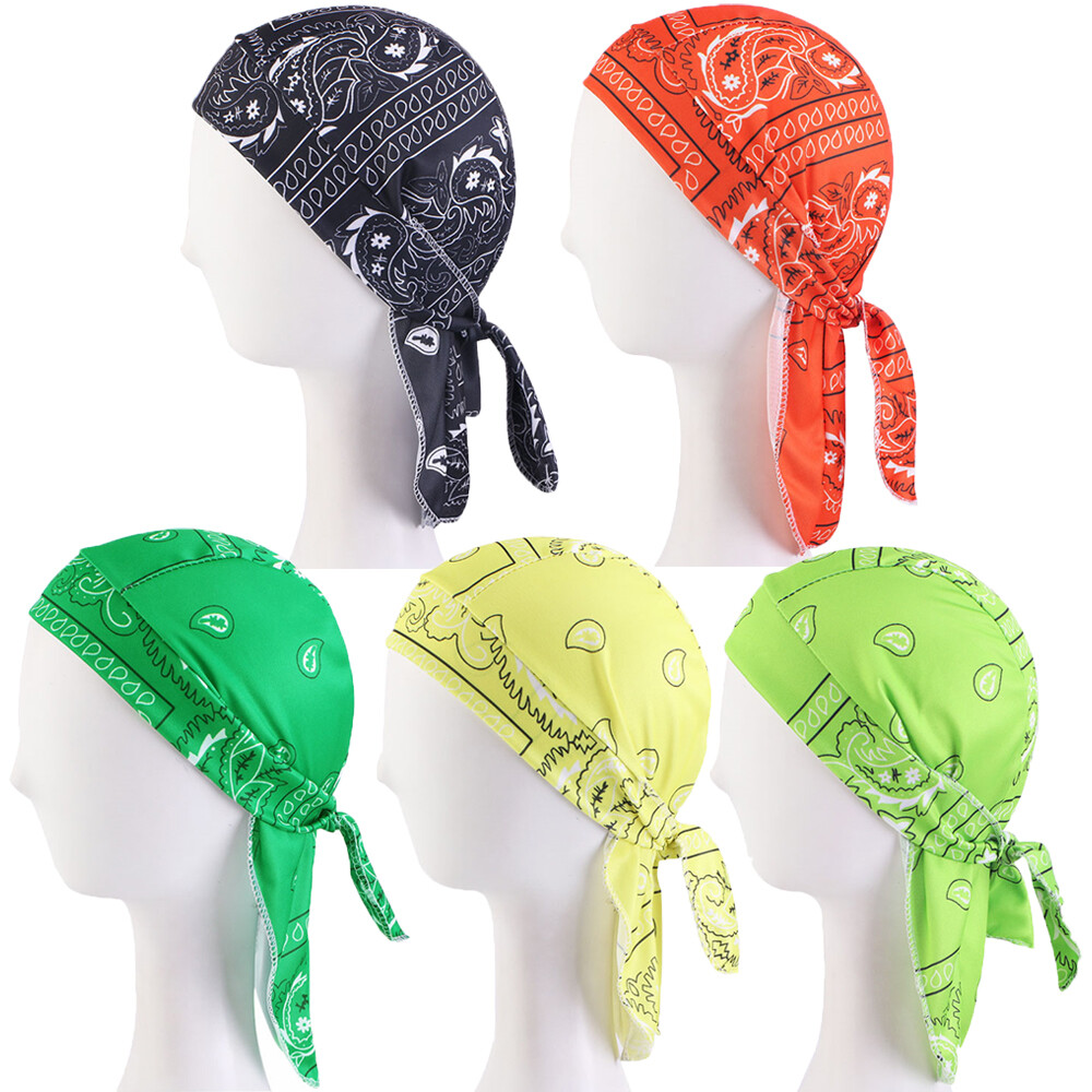 Mesh Durag Faux Leather Biker Skull Cap Motorcycle Bandana Head Wrap Du Doo Do Rag Black Hat-in Men's Sun Silk Durag For Men - Foto 2