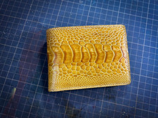 Real Yellow Ostrich Leg Leather Bifold Wallet Cardholder Men's Wallet Handmade
