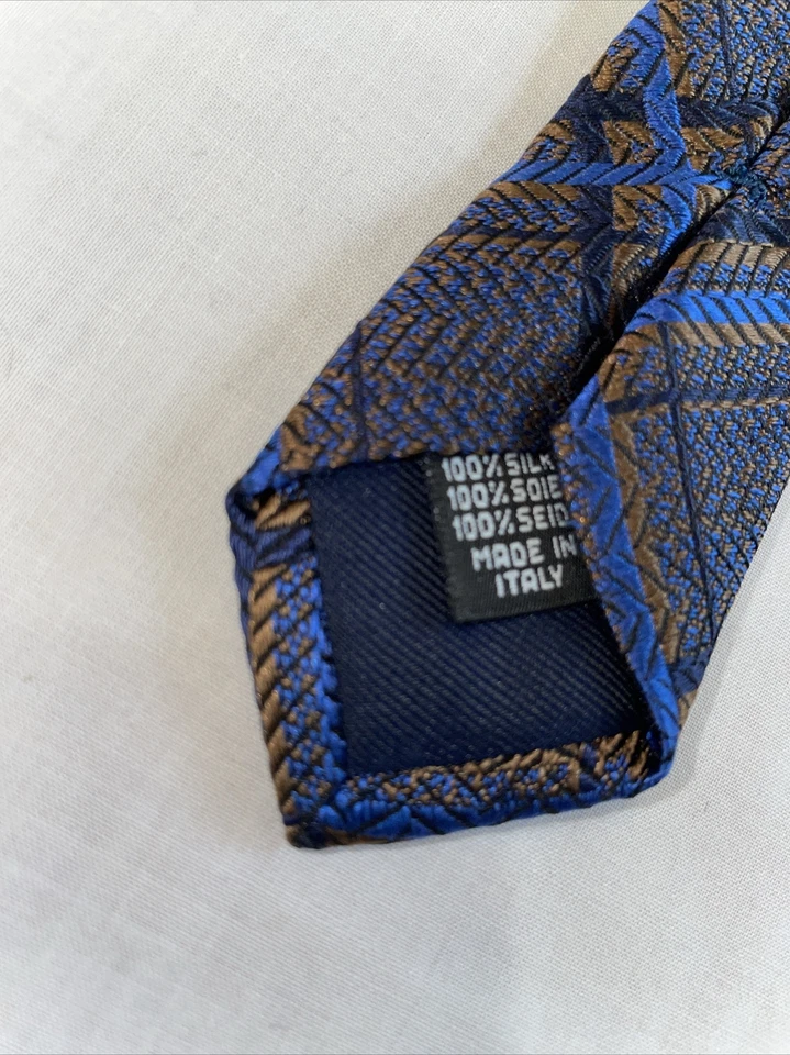 The Men’s Store Bloomingdale’s Hombre Vestido Corbata Talla 56” Azul Rayas Seda Italia Foto 3 de 4