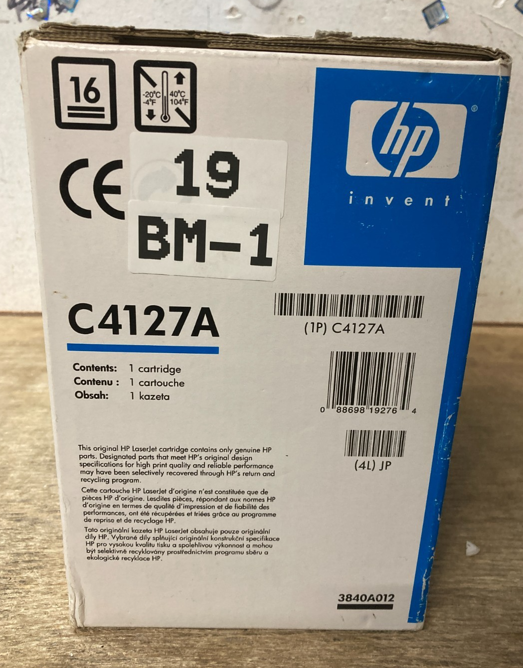 Genuine HP LaserJet 27A Print Cartridge Black C4127A Laserjet 4000/4050