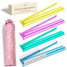BASALTIX Mahjong Racks with Pushers Set of 4 Clear Acrylic Mahjong Racks and...