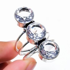 White Topaz Gemstone Handmade 925 Sterling Silver All Size Ring For Gift