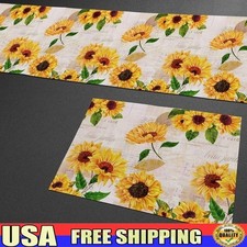 Cotton Linen Dining Table Runner Placemats Set 6 Non-Slip Floral Decor New