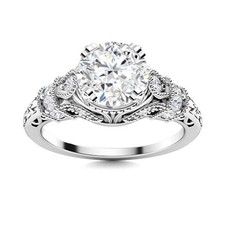932 Sterling Silver 5MM Round White Topaz Solitaire with Accents Wedding Ring
