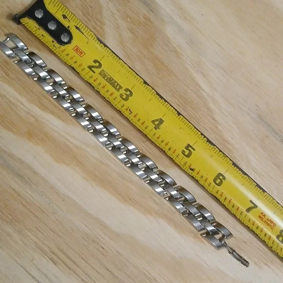 UNIQUE Chunky Silver Metal Chain Statement Bracel… - image 7